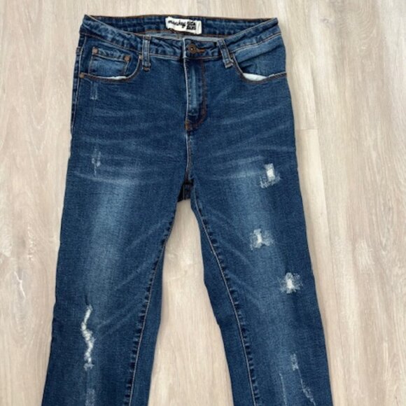 Monkey Ride Jeans - distressed cuffed straight leg jeans - size 7 - Picture 3 of 5